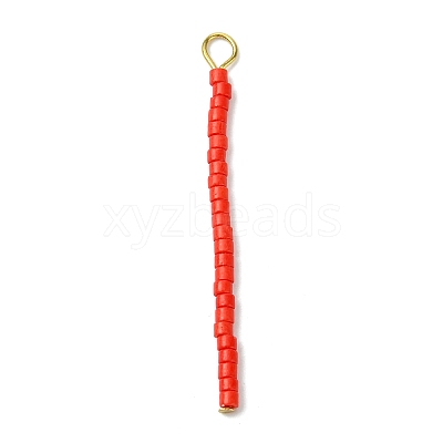 Cylinder Seed Beads with 304 Stainless Steel Flat Head Pins Pendants PALLOY-JF03293-1