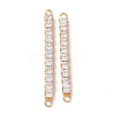 Brass Clear Square Cubic Zirconia Links Connectors ZIRC-G170-22G-1