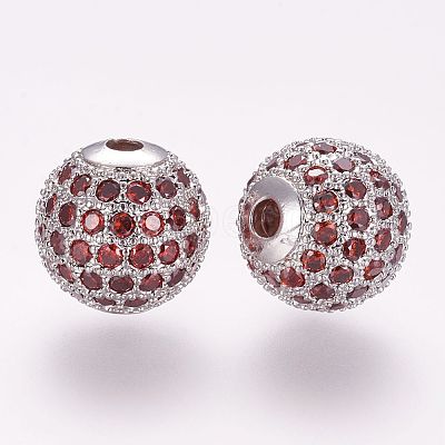 Brass Micro Pave Cubic Zirconia Beads ZIRC-G092-23P-03-1