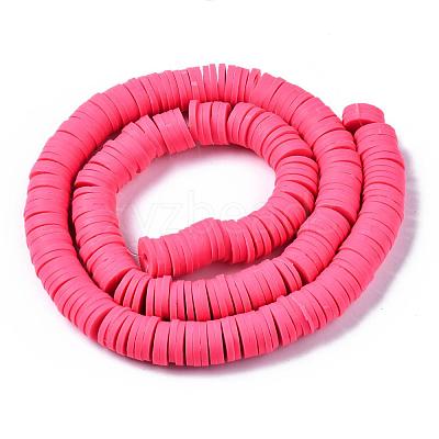 Flat Round Handmade Polymer Clay Beads CLAY-R067-10mm-25-1