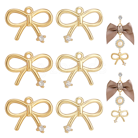 8Pcs 2 Colors Brass Micro Pave Cubic Zirconia Pendants KK-BC0014-44-1