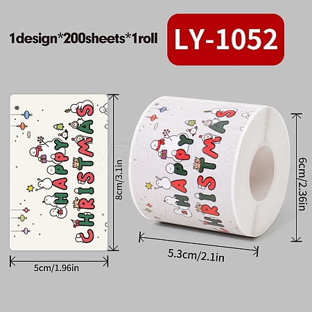 200Pcs Christmas Theme Paper Self-Adhesive Stickers DIY-M070-02I-1