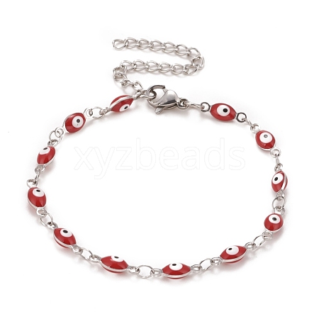 Enamel Horse Eye Link Chains Bracelet BJEW-P271-05P-02-1