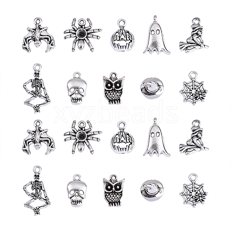 100pcs 10 Style Tibetan Style Alloy Charms TIBEP-CJ0001-38-1