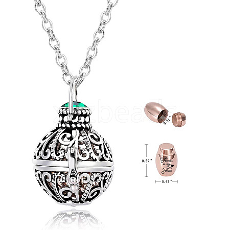 Stainless Steel Round Urn Ashes Pendant Necklace PW-WG9842A-05-1