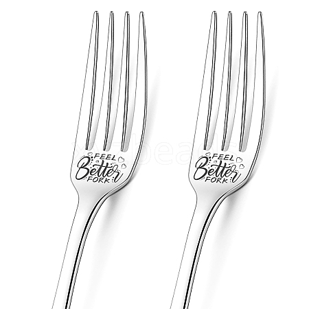 Globleland Word Pattern 304 Stainless Steel Fork AJEW-GL0001-17F-1