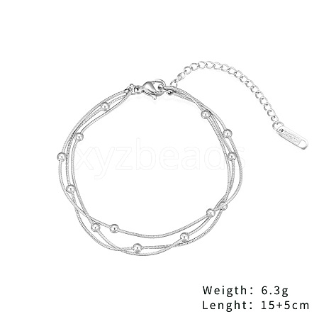 Non-Tarnish Stainless Steel Multi-strand Bracelets Round Snake Chain Bracelets for Women Men FH6045-4-1