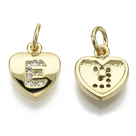 Brass Micro Pave Clear Cubic Zirconia Charms KK-N227-34E-NF-1