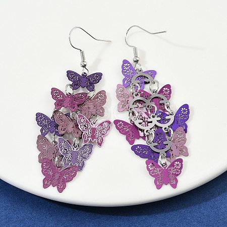 430 Stainless Steel Butterfly Dangle Earrings EJEW-A137-05P-02-1