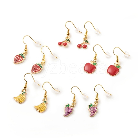 Alloy Fruits Dangle Earrings with Enamel EJEW-JE04916-1