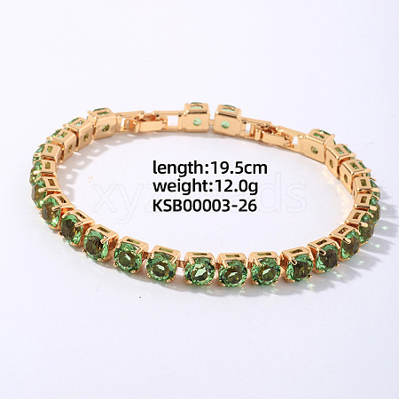 Hip-hop Brass Micro Cubic Zirconia Link Chain Bracelets for Men and Women FX8797-26-1