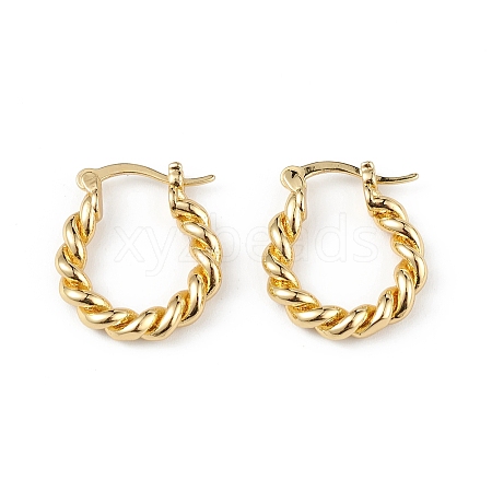 Brass Twist Hoop Earrings for Women EJEW-L234-088G-1