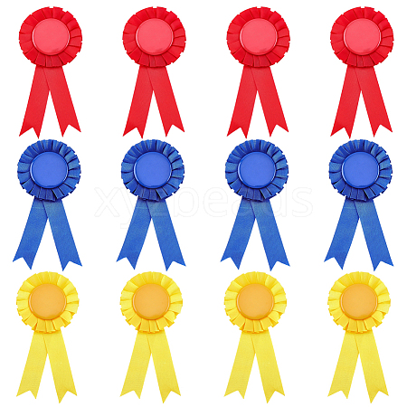 12Pcs 3 Colors Award Ribbon Shape Tinplate Badge Pins JEWB-CP0001-53-1