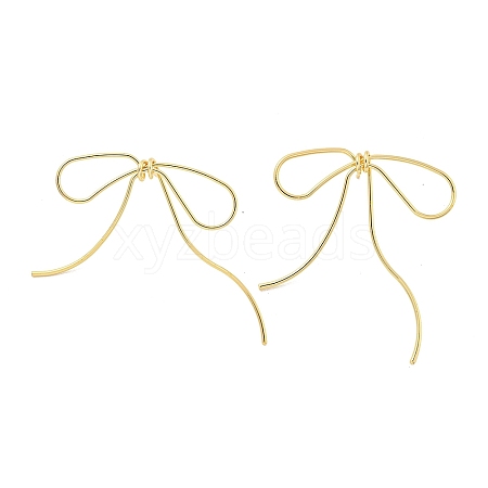 Bowknot Rack Plated Brass Stud Earrings for Women EJEW-Z051-11A-G-1