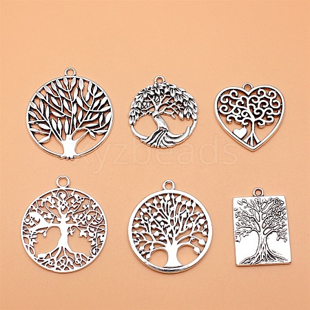 6Pcs Tibetan Style Alloy Pendants PW-WG3E7ED-01-1