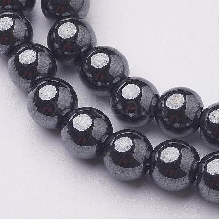 6MM Black AAA Grade Round Non-Magnetic Synthetic Hematite Beads Strands X-G-H1072-1-1
