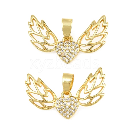 Brass Micro Pave Clear Cubic Zirconia Pendants CU-CBA6A75-08B-G-1