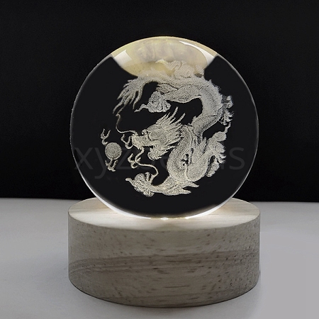 Inner Carving Chinese Zodiac Animal Glass Crystal Ball Small Night Lamp with USB Charger PW-WG30943-09-1