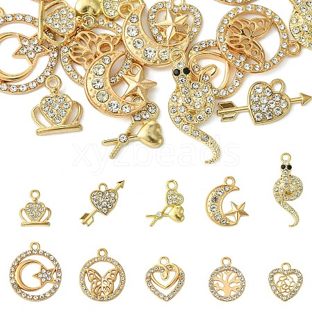 10 Styles Alloy Crystal Rhinestone Pendants FIND-YW0005-21-1