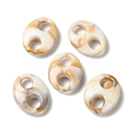 Opaque Acrylic Coffee Bean Connector Charms OACR-G042-04-1