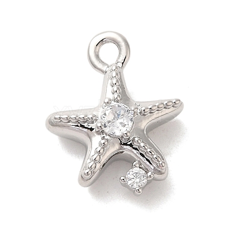 Marine Animal Theme Platinum  Brass Micro Pave Clear Cubic Zirconia Pendants KK-U031-01P-06-1