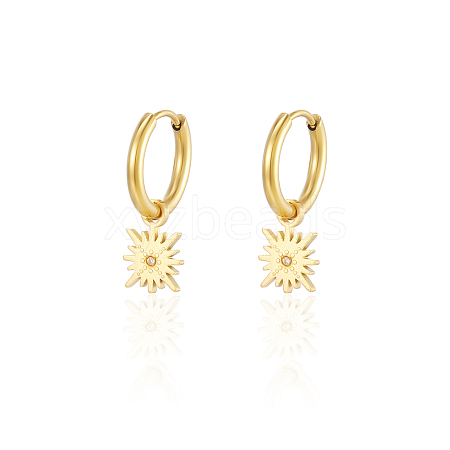 Stylish 304 Stainless Steel Sun Dangle Hoop Earrings for Women's Daily Wear OF5479-1-1