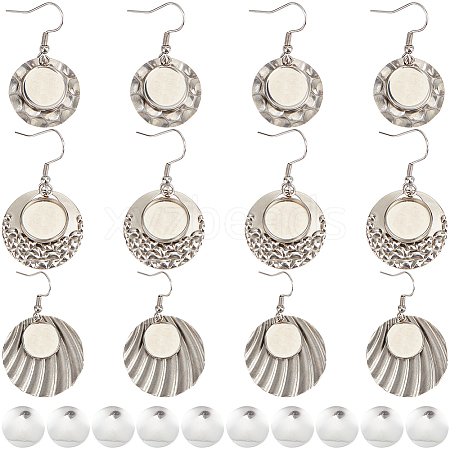 Blank Dome 316 Surgical & 304 Stainless Steel Dangle Earrings DIY Making Kit DIY-SC0024-45-1