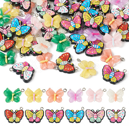 44pcs 11 styles Opaque & Transparent Resin Pendants RESI-TA0001-82-1