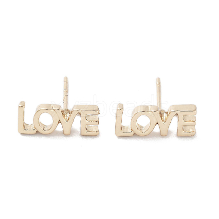 Word LOVE Alloy Studs Earrings for Women EJEW-H309-13KCG-1