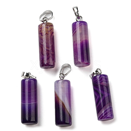 Natural Banded Agate Pendants G-E135-02P-16-1