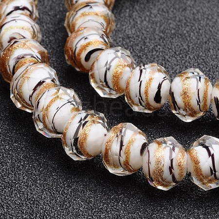 Handmade Gold Sand Lampwork Rondelle Beads Strands LAMP-I010-C-10-1