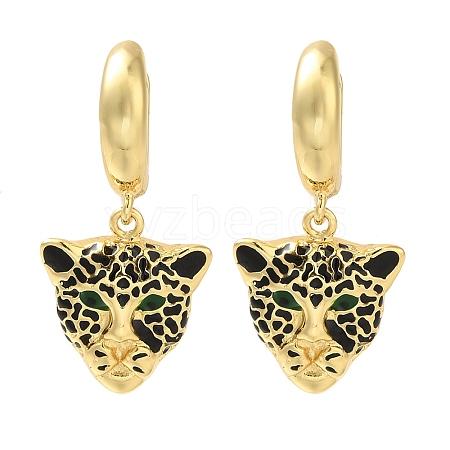 Rack Plating Leopard Brass Hoop Earrings EJEW-H016-30G-1