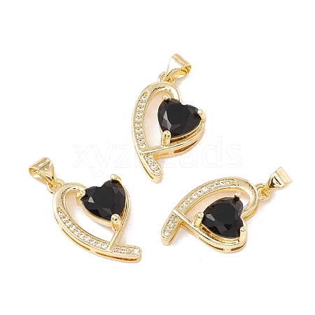 Brass Micro Pave Black Cubic Zirconia Pendants KK-G415-32G-1