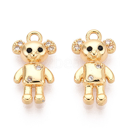 Brass Micro Pave Clear Cubic Zirconia Pendants KK-T078-02G-03-1
