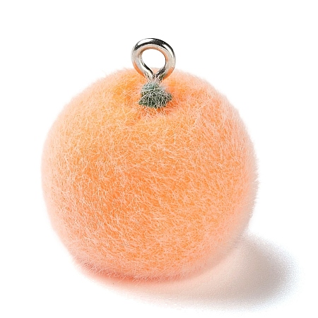 Fruit Theme Flocking Opaque Resin Pendants RESI-D017-04A-P-1