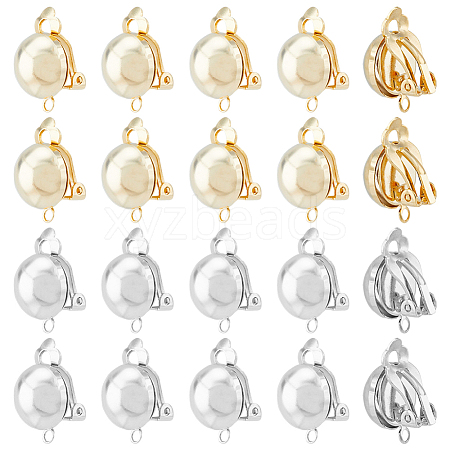 DICOSMETIC 16Pcs 2 Colors Brass Clip-on Earring Findings KK-DC0002-23-1