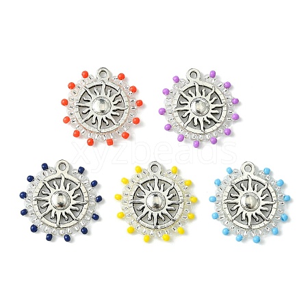 Alloy Glass Seed Beaded Pendants PALLOY-MZ00304-1