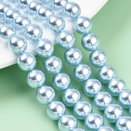 Baking Painted Pearlized Glass Pearl Bead Strands HY-N002-8mm-A05-1