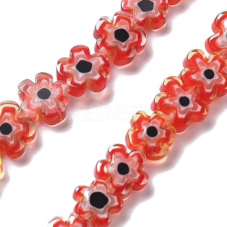 Handmade Millefiori Lampwork Beads Strands LAMP-F035-09C-1