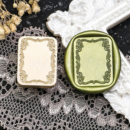 Rectangle Flower Frame Brass Stamp Heads LS-AJEW-M037-04G-06-1