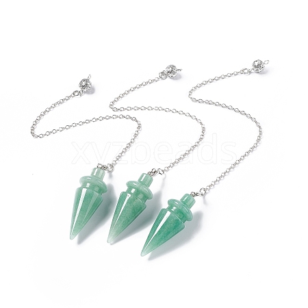 Natural Green Aventurine Pointed Dowsing Pendulums AJEW-B020-01P-02-1