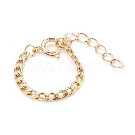 Adjustable 304 Stainless Steel Curb Chain Finger Rings RJEW-JR00335-1