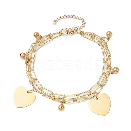 Brass Paperclip and Figaro Chains Anklets AJEW-AN00597-1