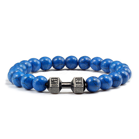 Blue turquoise alloy dumbbell jewelry bracelet for men's high-end and versatile accessories GK5142-12-1