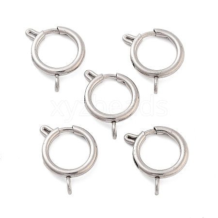 Non-Tarnish 304 Stainless Steel Spring Ring Clasps X-STAS-E104-09D-P-1