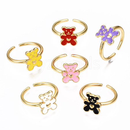 Brass Enamel Cuff Rings RJEW-N035-020-NF-1