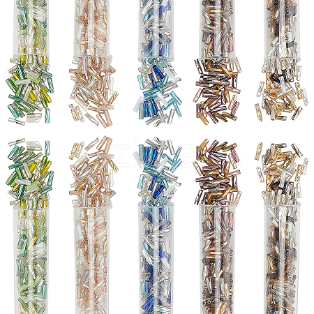 1500Pcs 5 Colors Glass Twist Bugle Beads GLAA-PH0003-73-1