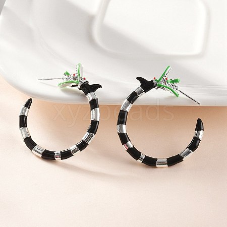 Alloy Dragon Stud Earrings EJEW-R011-02P-1