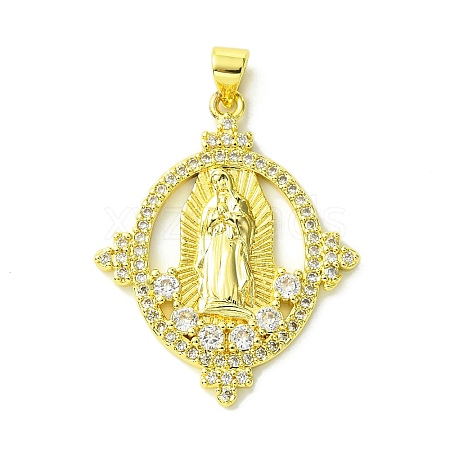 Brass Micro Pave Clear Cubic Zirconia Pendants KK-H472-39G-1