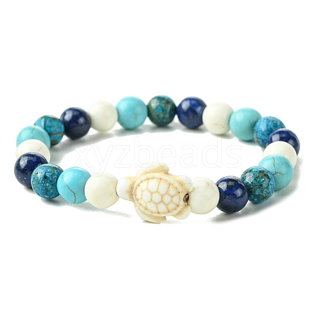 Summer Beach Turtle Dyed Synthetic Turquoise Bracelets BJEW-JB10896-02-1